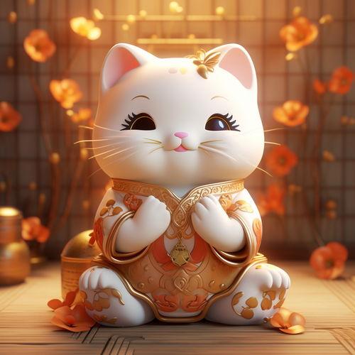 卡通招财猫图片大全,萌态可掬的财运使者