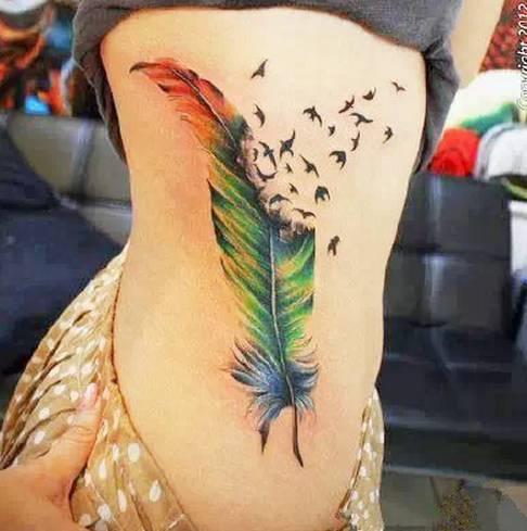 手腕羽毛纹身图片大全,轻盈飘逸的艺术展现